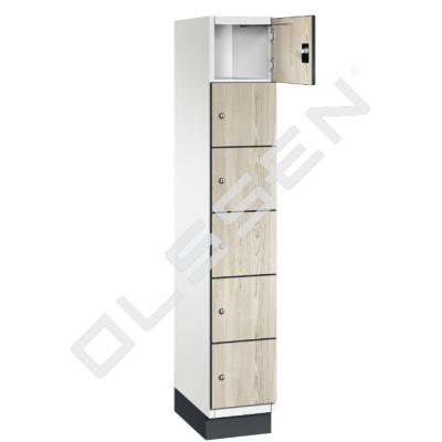 CAMBIO wooden locker with 6 compartments HPL doors (narrow model)