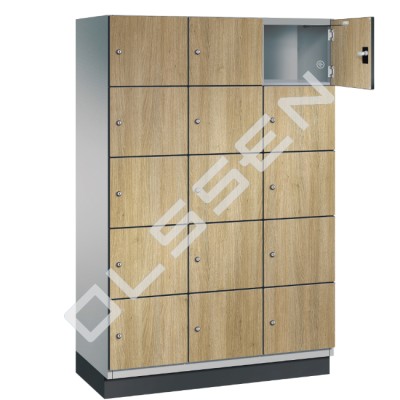 CAMBIO wooden locker with 15 compartments - HPL doors (wide model)