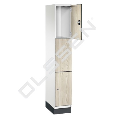 CAMBIO wooden locker with 3 compartments - HPL doors (narrow model)
