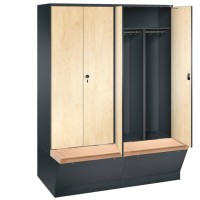 2-Person Wooden MDF clothes locker with large storage box (Evolo..