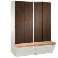 2-Person Wooden HPL clothing locker with large storage box (Evol..