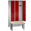 3-person clothing locker with pre-built bench (Express)