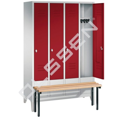 4-person clothing locker with pre-built bench (Express)