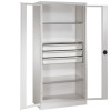 Storage cupboard with 3 large drawers - transparent doors (Classic)