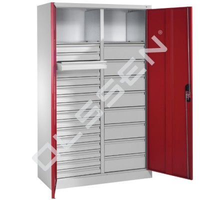 Workshop cupboard with 24 drawers and 2 shelves - 195 x 120 cm (Express)
