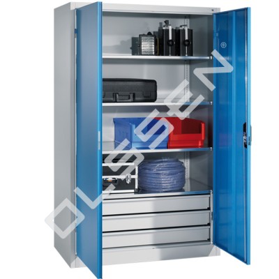 Workshop cupboard with 3 drawers and 4 shelves - 195 x 120 cm (Express)