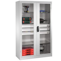 Storage cupboard with 3 large drawers XL - transparent doors (Cl..