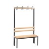 Cloakroom bench 100 cm wide - Single sided with wooden slats