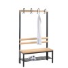 Cloakroom bench 100 cm wide - Single sided with wooden slats