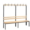 Cloakroom bench 200 cm wide - Single-sided with wooden slats