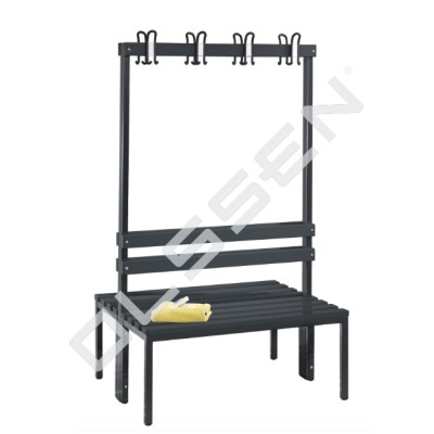 Cloakroom bench 100 cm wide - Double-sided with plastic slats