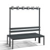 Cloakroom bench 150 cm wide - Double-sided with plastic seat slats