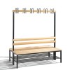Cloakroom bench 150 cm wide - Double-sided with wooden slats