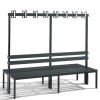 Cloakroom bench 200 cm wide - Double-sided with plastic seat slats