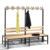 Cloakroom bench 200 cm wide - Double-sided with wooden slats