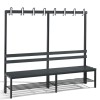 Cloakroom bench 200 cm wide - Single-sided with plastic seat slats