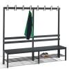 Cloakroom bench 200 cm wide - Single-sided with plastic seat slats