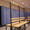Cloakroom bench 150 cm wide - Double-sided with wooden slats