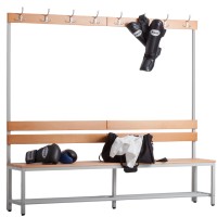 BASIC Cloakroom bench with backrest and coat rack