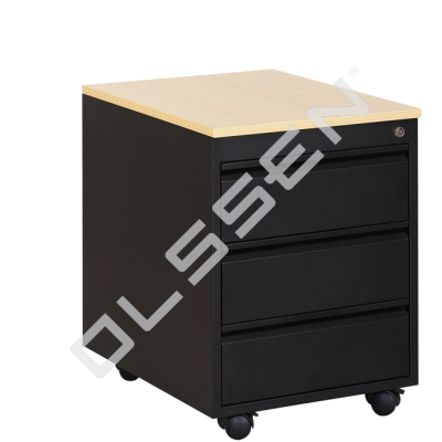 Metal Mobile Drawer Cabinet with top shelf - 3 drawers (58 cm deep)
