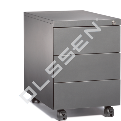 Metal drawer cabinet with wheels - 3 drawers (60 cm deep)