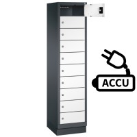 Bicycle locker with 10 compartments including power connection f..