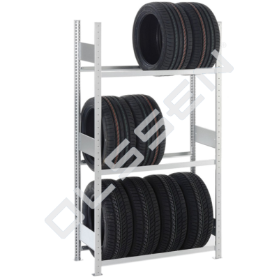 Galvanized steel tire rack - 3 or 4 floors (115 cm wide)