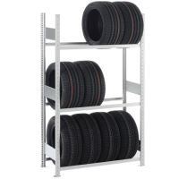 Galvanized steel tire rack - 3 or 4 floors (130 cm wide)