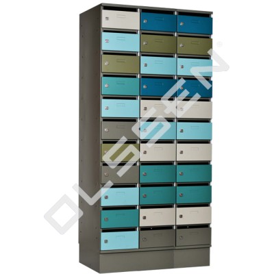 Metal mailbox with 33 compartments